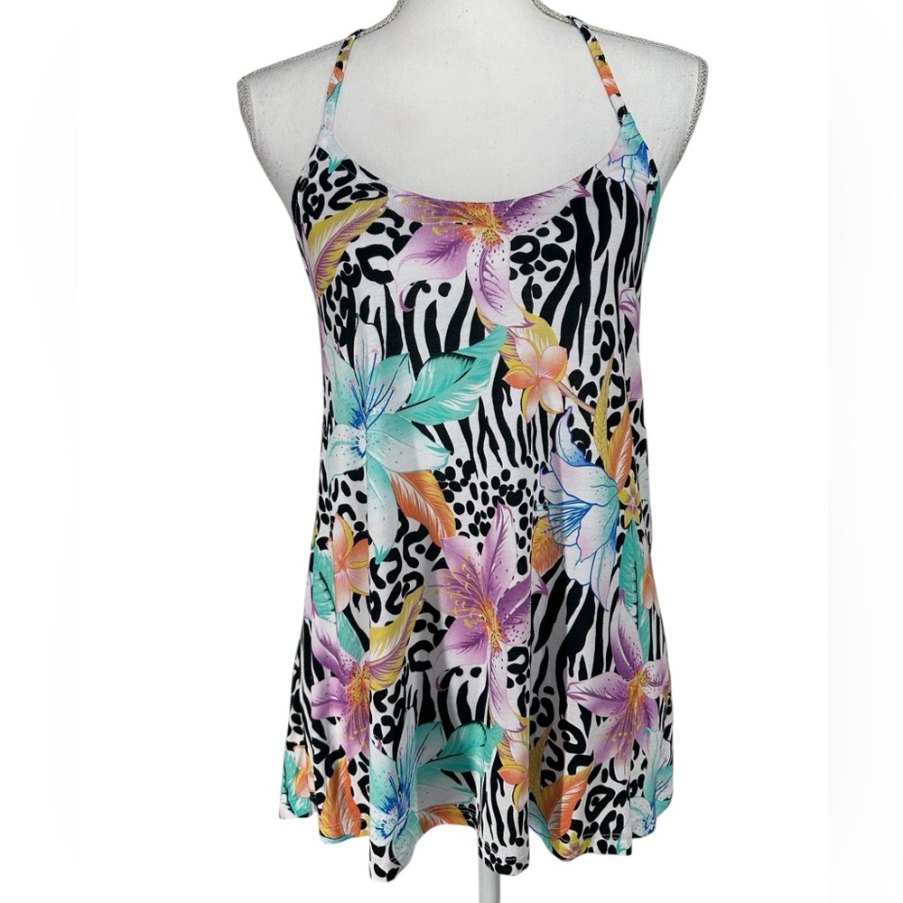LASCANA FOR VENUS / Animal Floral Print Tank Top / Small / Fairy Festival Summer